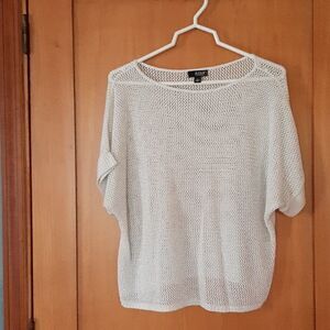 ANA.Women White Metallic See Thtu Top Size PL